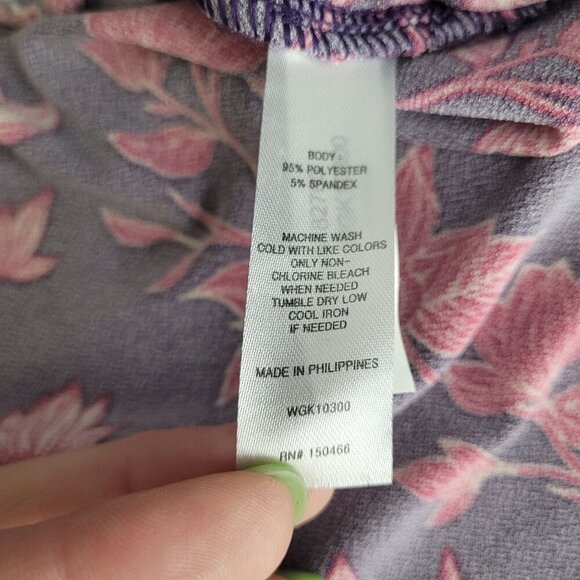 41 Hawthorn womens large purple pink floral sleeveless faux wrap stretchy top - Picture 4 of 10